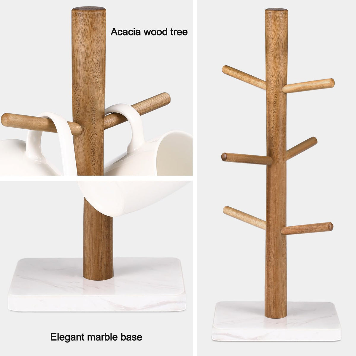 Buruis Anti-slip Base with silicone pads stabilizes mugs on the stand.