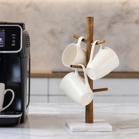 Buruis Mug Tree with Acacia Wood Branches elevates mugs elegantly.