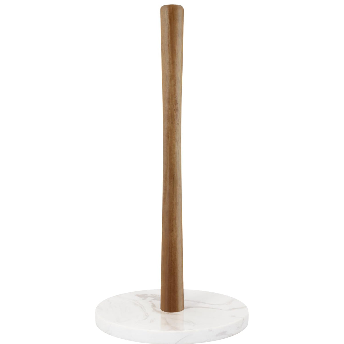 Buruis paper towel holder with marble base, front view on a clean countertop.