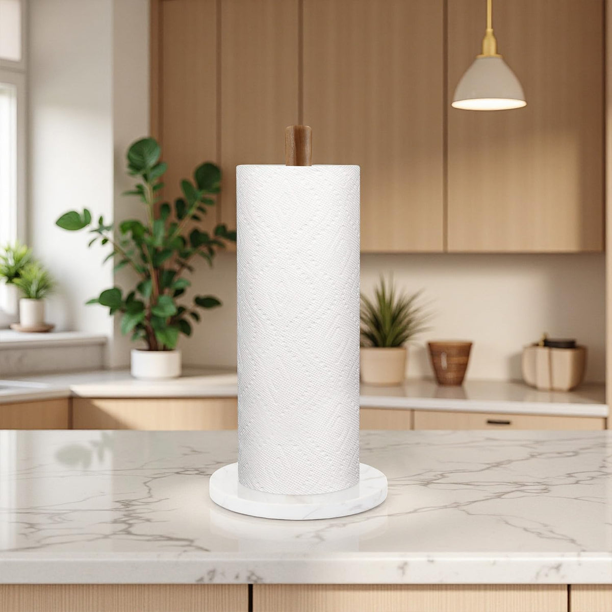Buruis holder side view showing stable marble base for large rolls.
