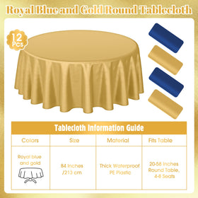 Buryeah navy blue and gold disposable tablecloths for quick, mess-free events