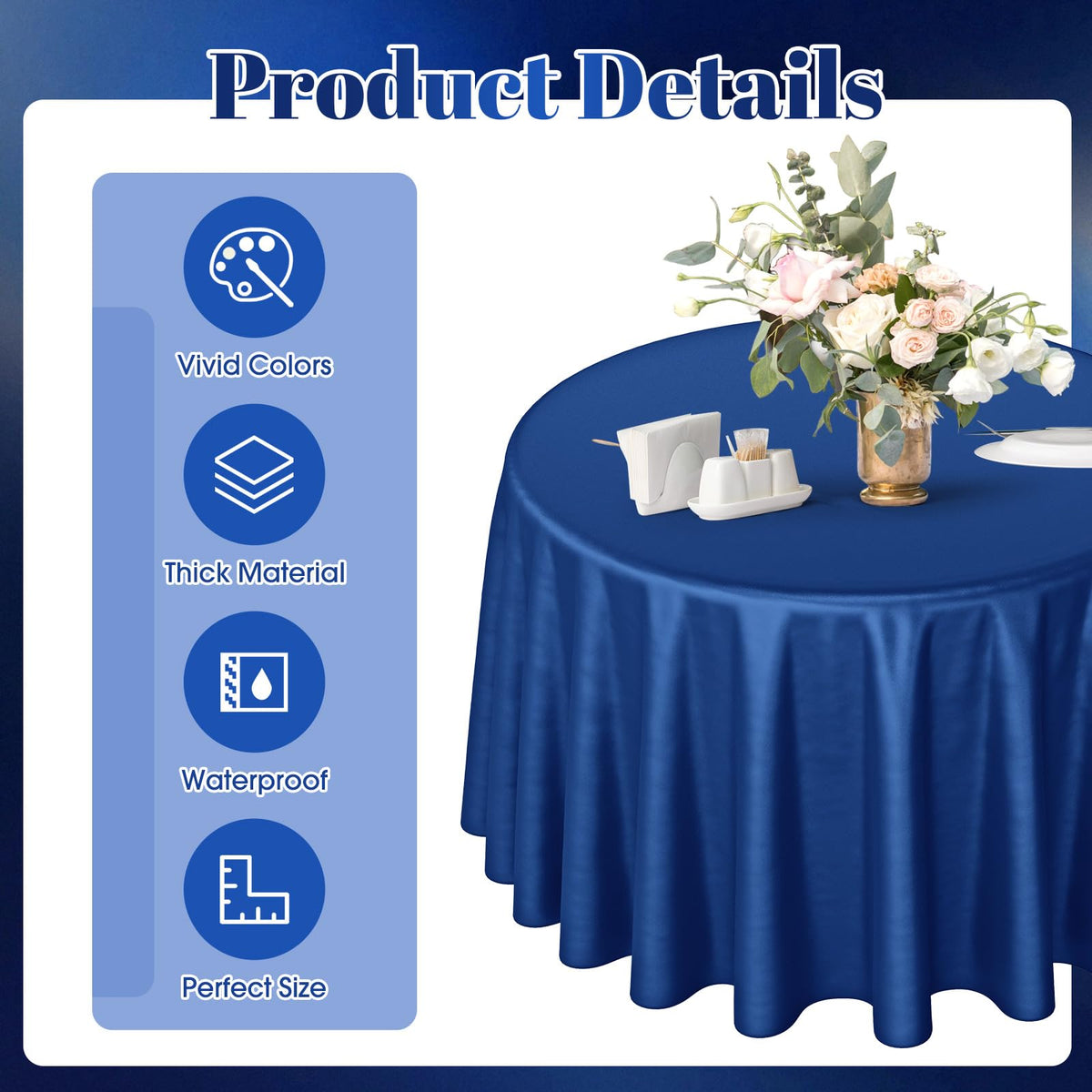 Buryeah disposable tablecloth provides waterproof protection for easy cleanup after events.