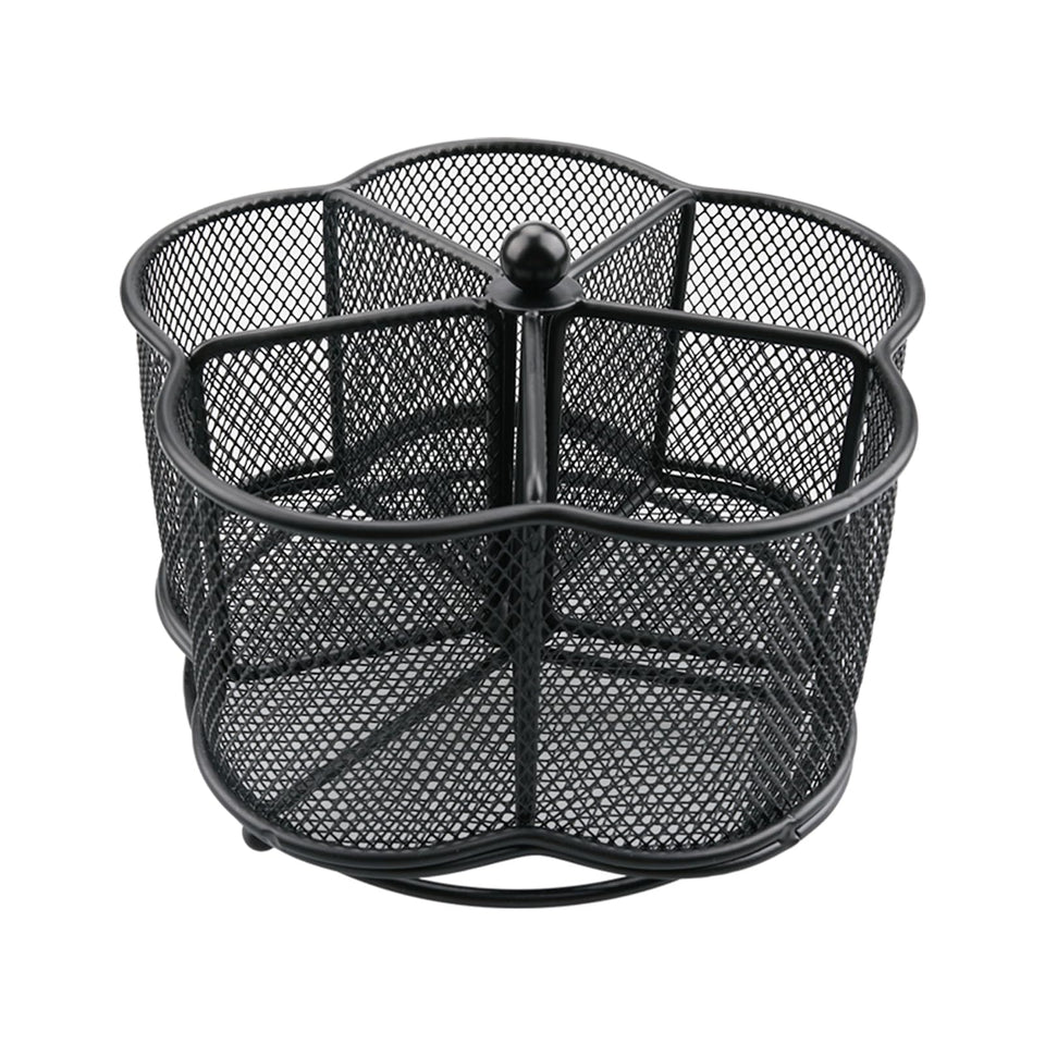 Business King 360° rotating utensil caddy with five compartments keeps counter organized.