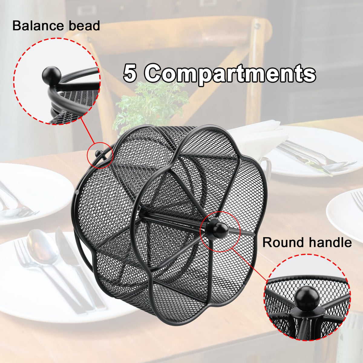 Business King caddy's smooth rotation provides quick access to utensils.