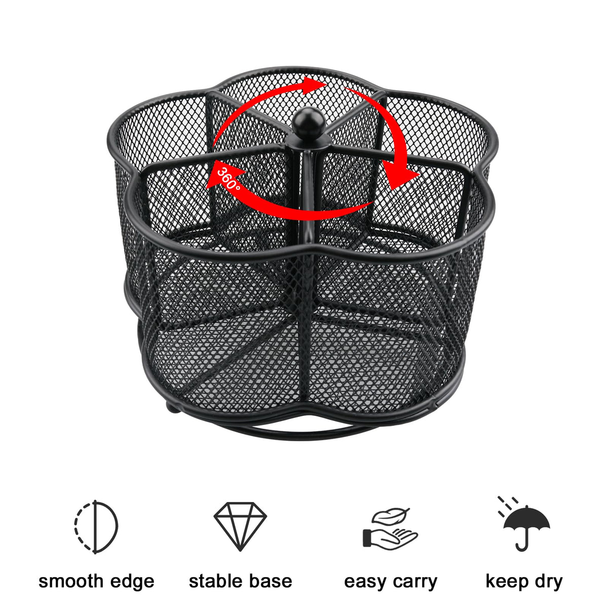 Business King utensil holder features smooth edges for safe handling.