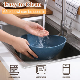 BUSOKIP dishwasher-safe bowls stacked for compact storage and easy cleaning.