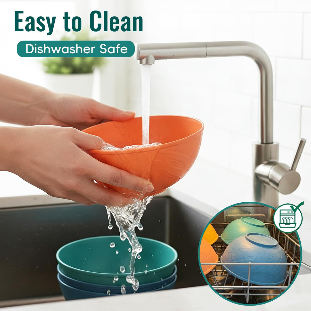 Dishwasher-safe bowls for effortless cleanup after meals.