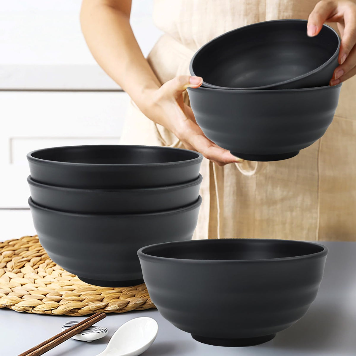 BUSOKIP Wheat Straw Bowls dishwasher-safe – quick cleanup after meals.