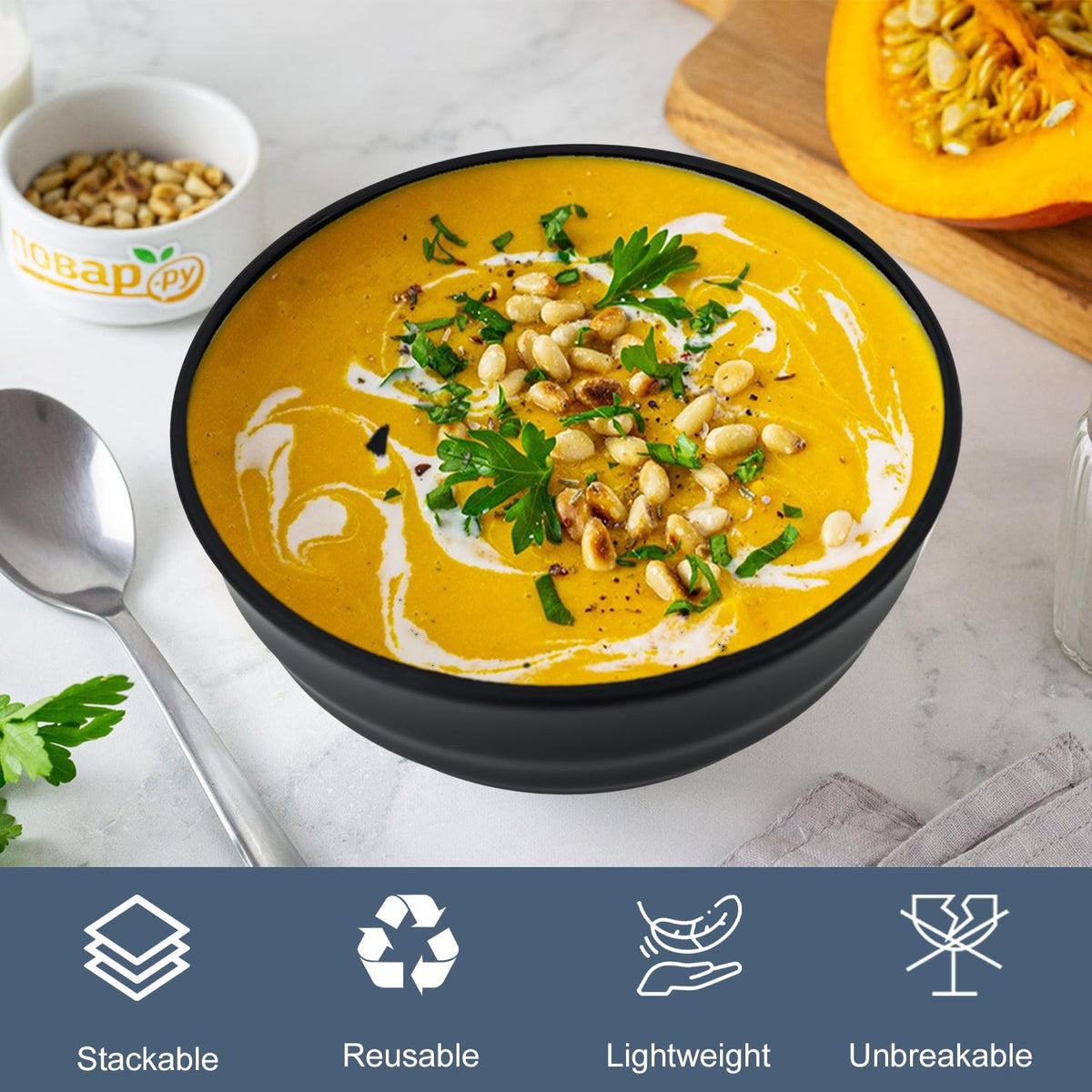 BUSOKIP Wheat Straw Bowls microwave-safe – convenient reheating without plastic.