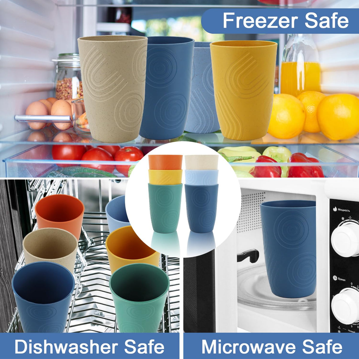 BUSOKIP 16 oz wheat straw cups dishwasher-safe for easy cleaning after gatherings.