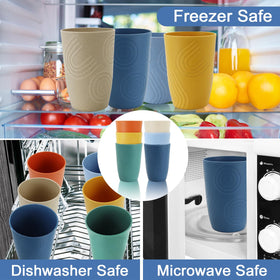 BUSOKIP 16 oz wheat straw cups dishwasher-safe for easy cleaning after gatherings.