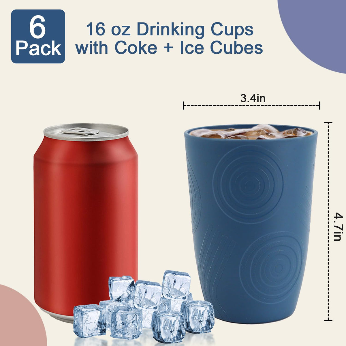 BUSOKIP 16 oz wheat straw cups with unbreakable, durable design for hot or cold drinks.