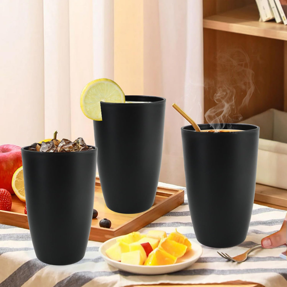 BUSOKIP party-ready cups; black 20oz for gatherings.