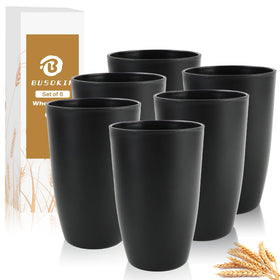 BUSOKIP black 20oz wheat straw cup; sturdy daily-use tableware.