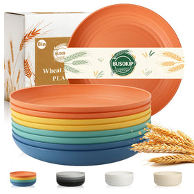 BUSOKIP Wheat Straw Plate 8inch, lightweight and durable for desserts and salads.