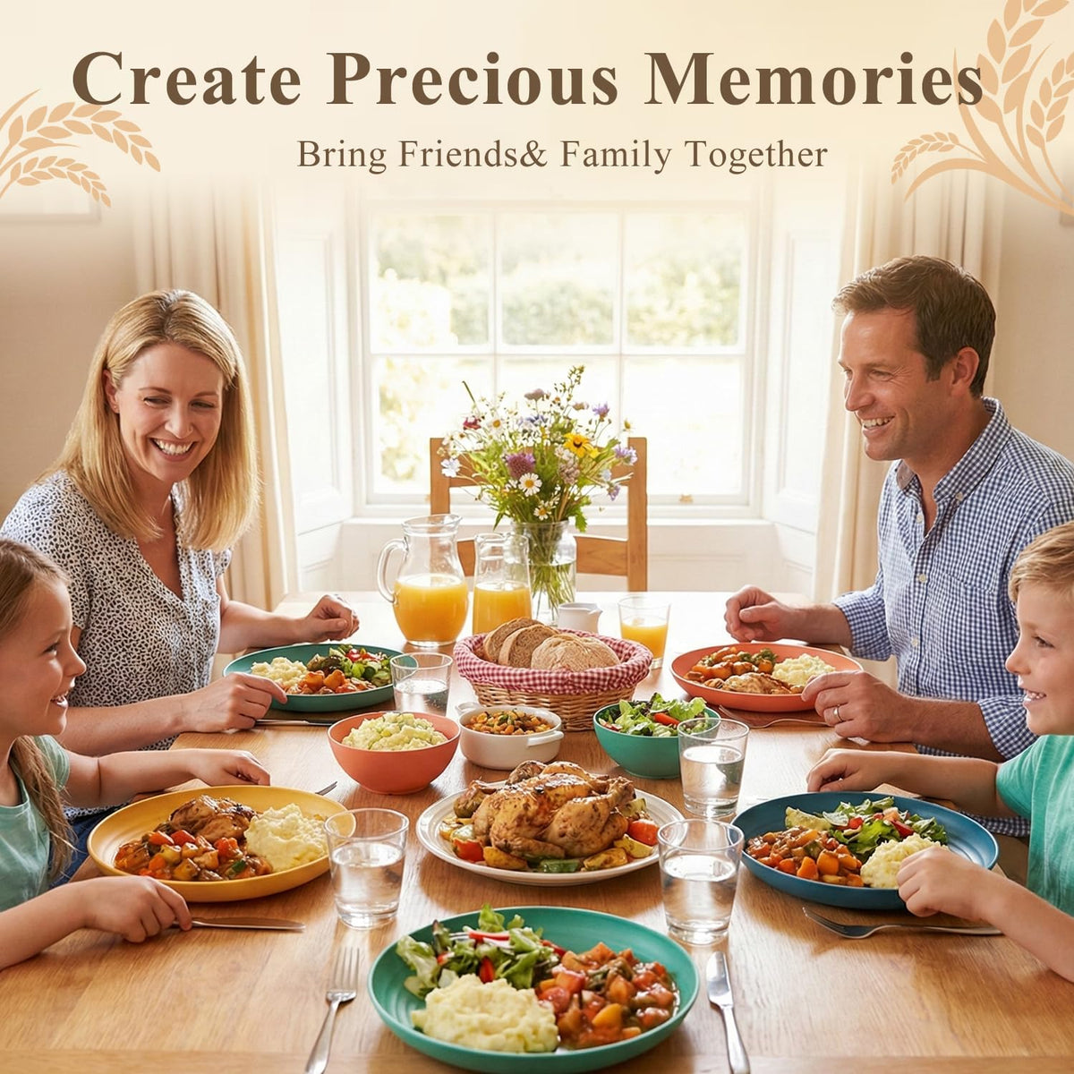 BUSOKIP wheat straw plates in autumn hues match any table setting.