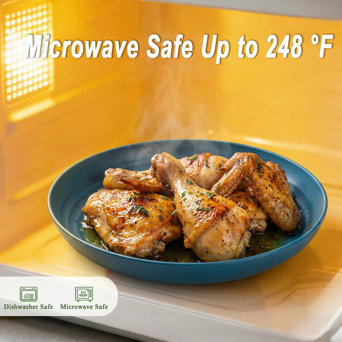 BUSOKIP wheat straw plates deep rim preventing spills during picnics.