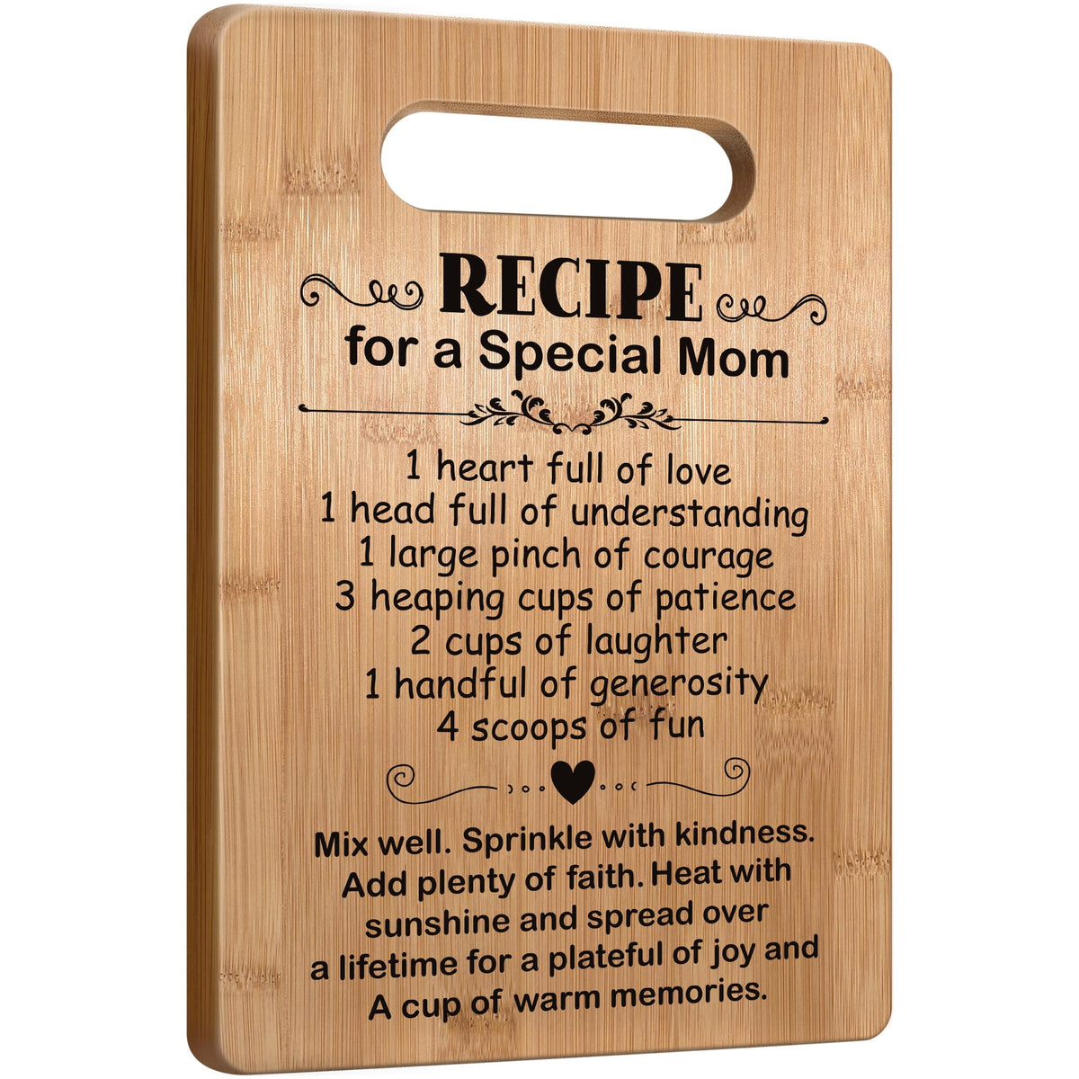 Busy Gaming Life cutting board on the kitchen counter, durable bamboo for everyday prep.