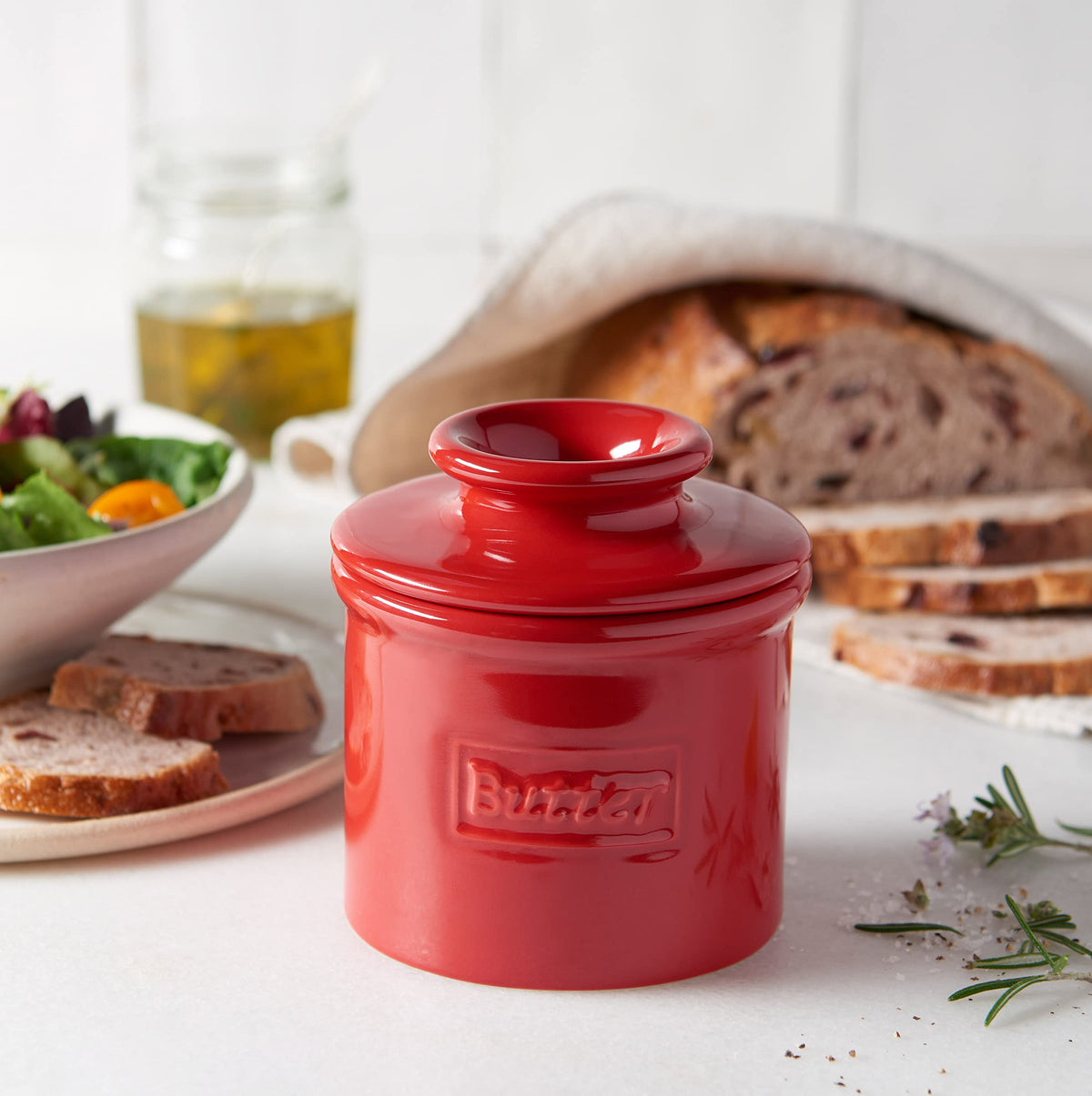 Butter Bell inverted lid closeup shows airtight seal