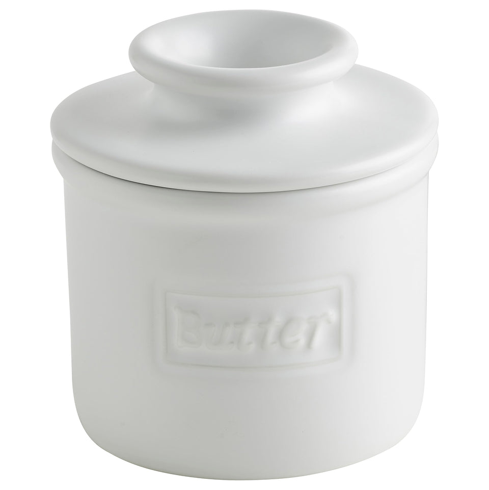 Butter Bell Crock with inverted lid preserves butter at the table.