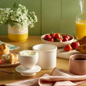 Butter Bell Ivory Matte Base highlighted for durable ceramic base and storage.