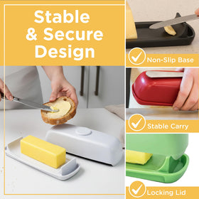 Butter Hub compact design enables one-handed carrying with lid locked