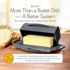 Butterie flip-top butter dish closed, compact and countertop-friendly