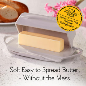Butterie holds two sticks (8 oz) of butter, including Kerrygold and European butters