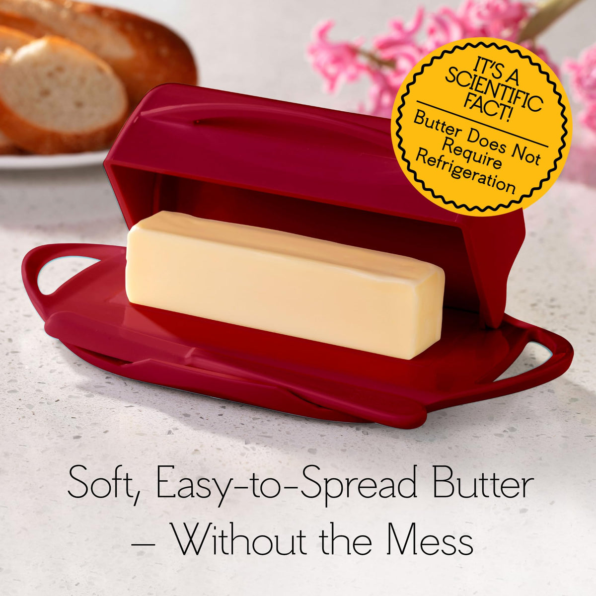 Holds two sticks (8 oz) compatible with Kerrygold and European butters.
