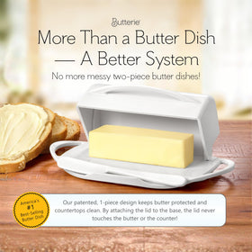 Butterie holds two sticks, showing space for Kerrygold and European butter.