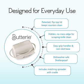 Butterie non-skid base keeps the dish steady on the countertop