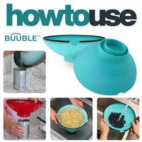 BUUBLE pasta colander doubles as veggie rinse for quick prep.