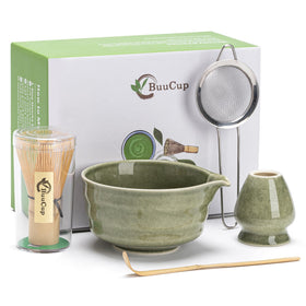 Buucup matcha glazed bowl with emerald interior ideal for whisking tea rituals