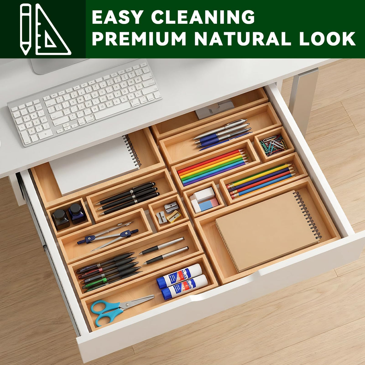 Buwheekoki in-drawer setup demonstrating tidy compartments.