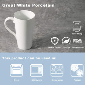 Buyajuju white ceramic mug, microwave-safe closeup