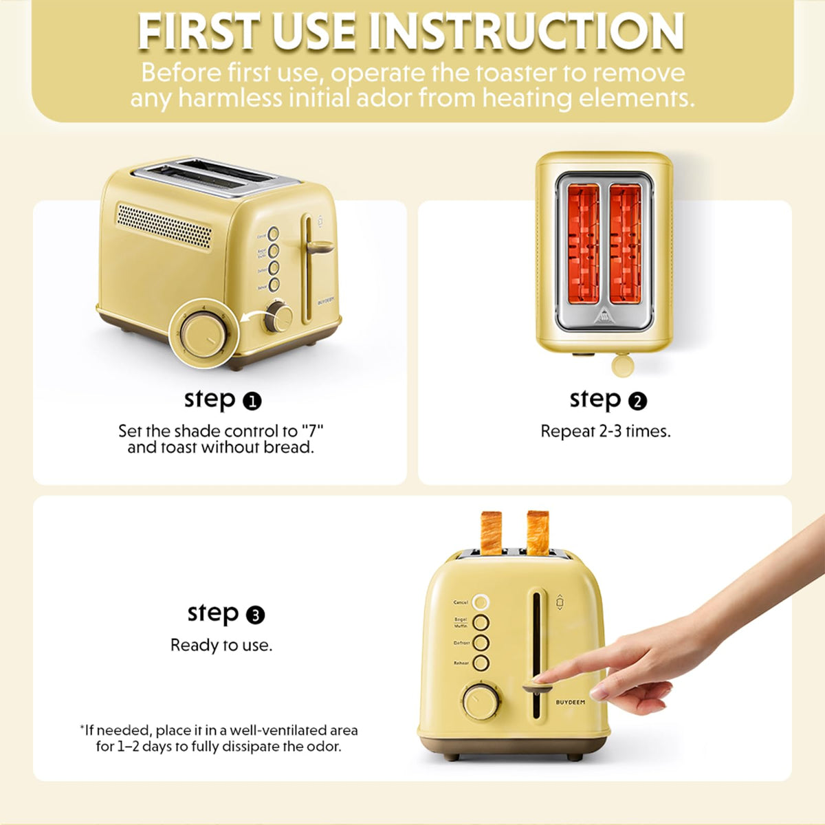 BUYDEEM DT620 six toasting functions with LED indicators for easy use