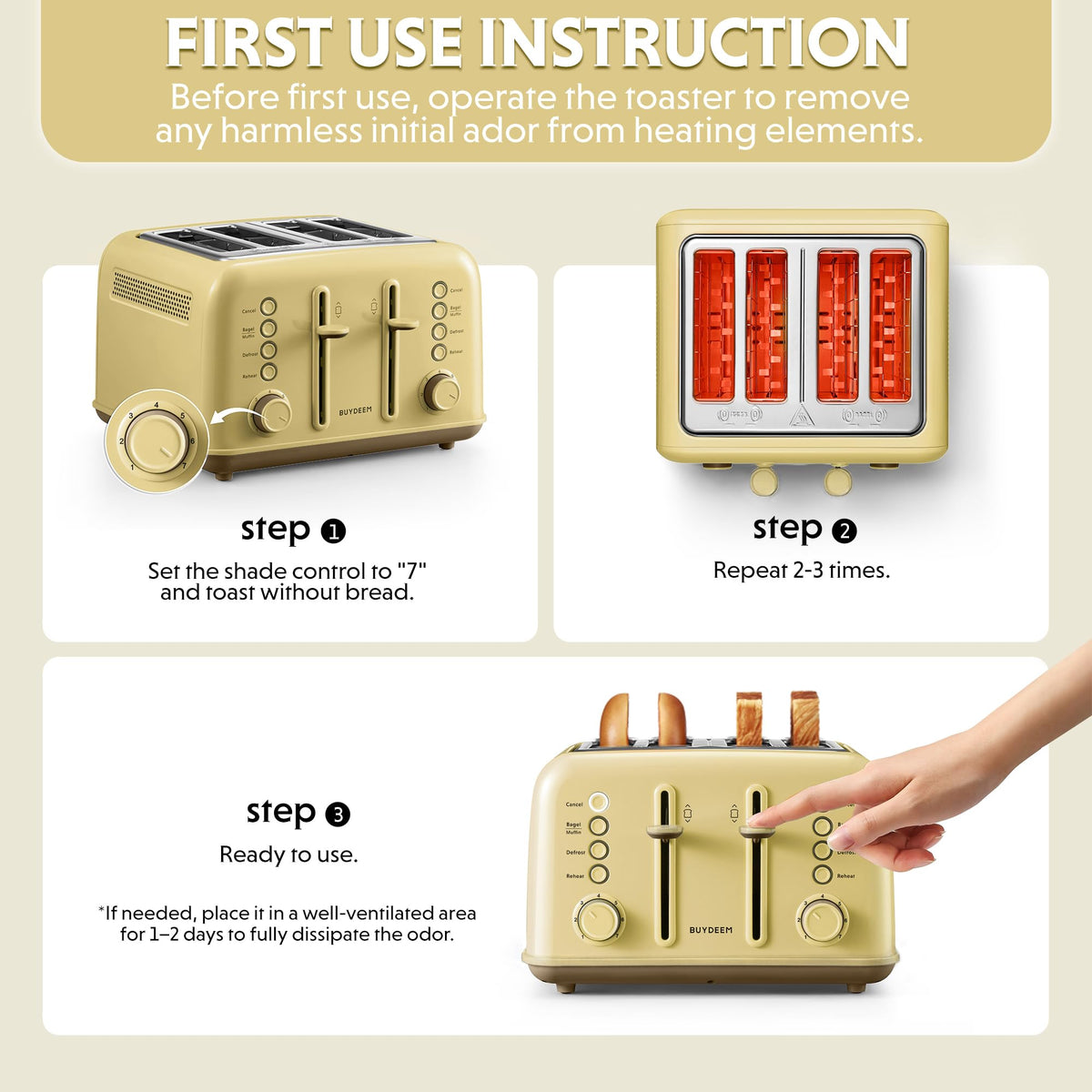 Buydeem DT640 bagel and muffin setting toast evenly.