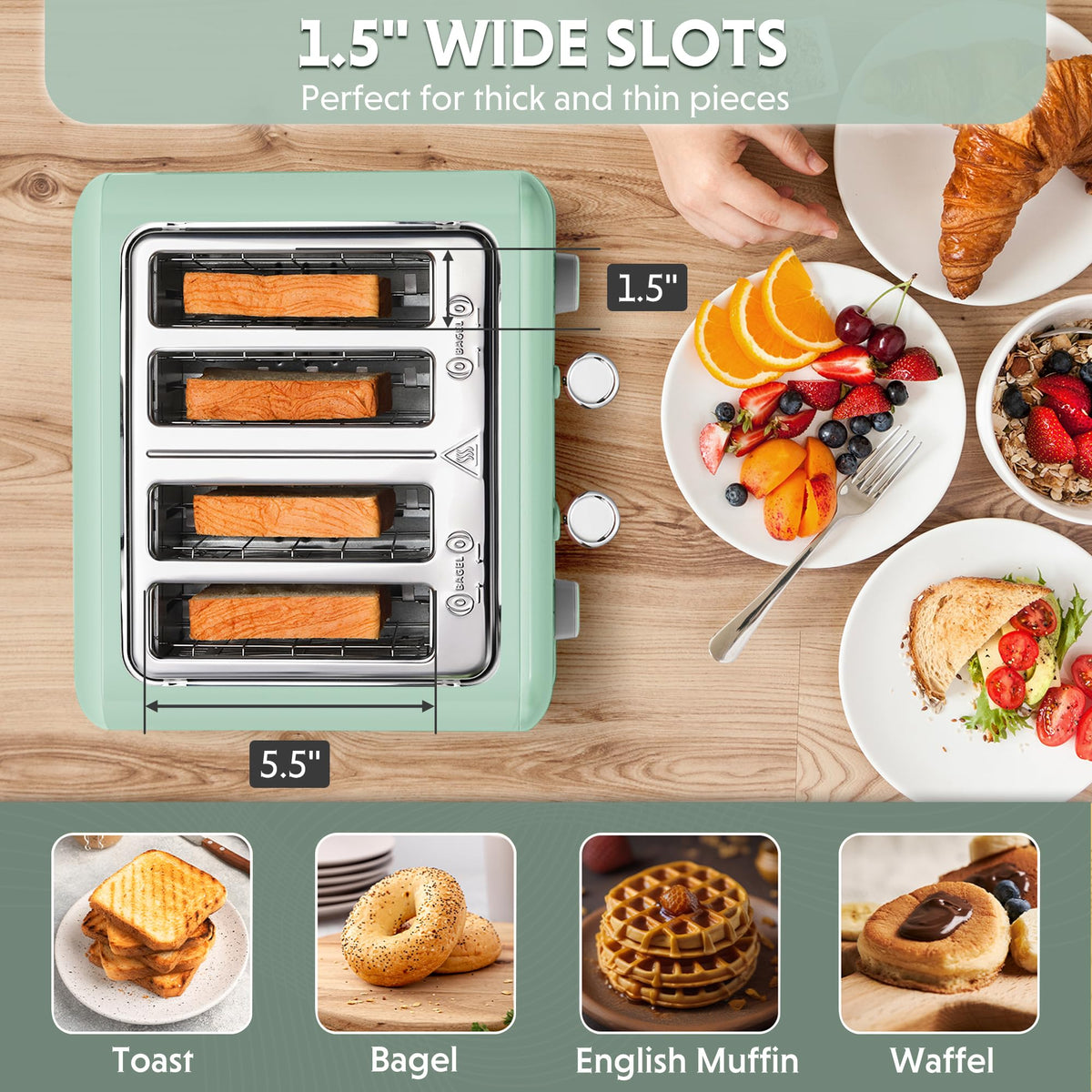 BuyDEEM DT640 bagel mode highlights targeted toasting of bagels and muffins.
