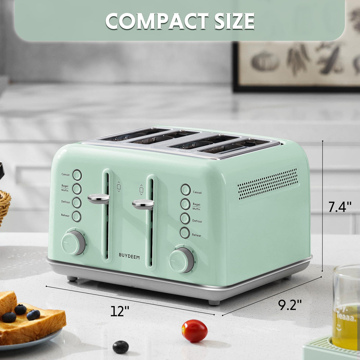BuyDEEM DT640 dual controls toast two breads with different settings.
