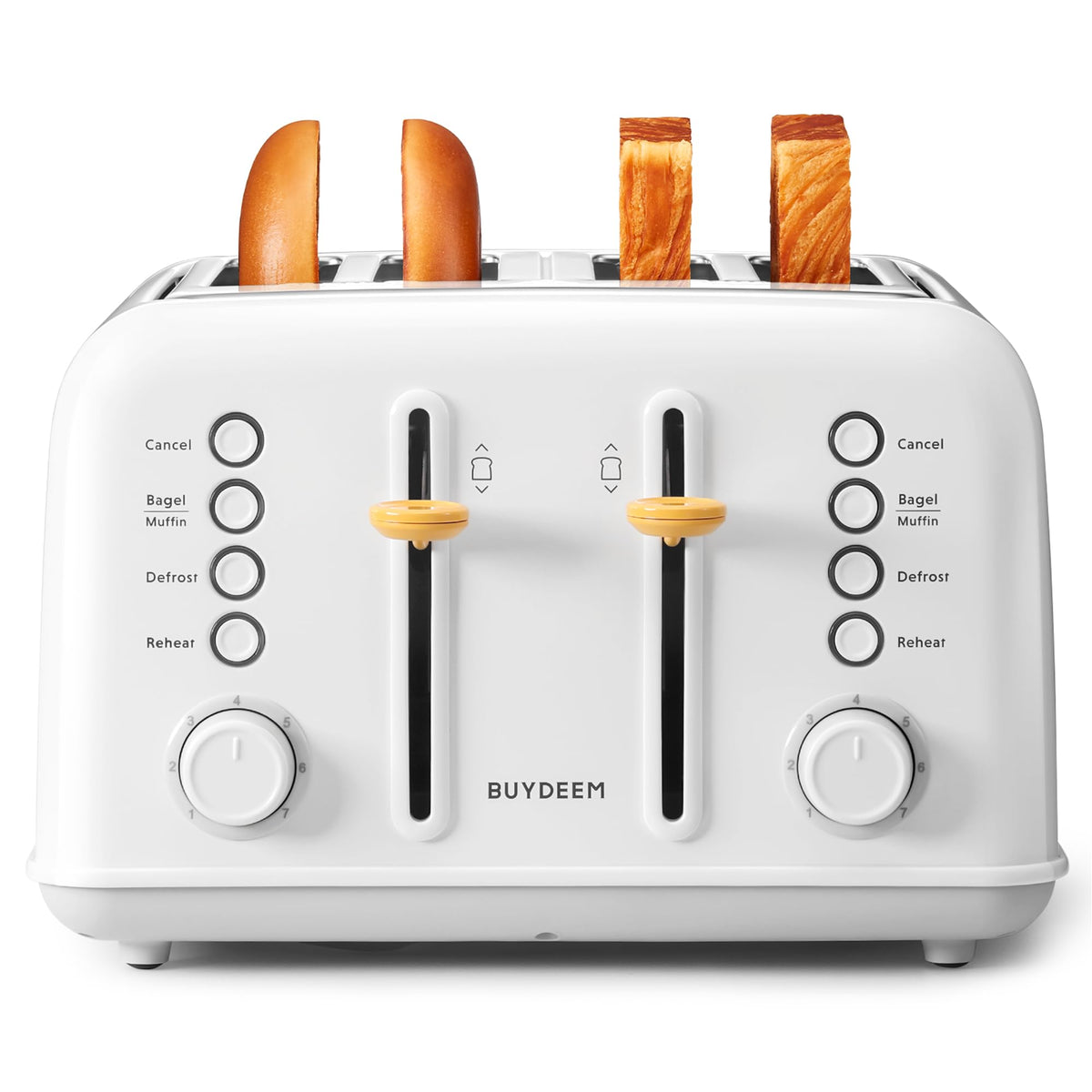 BUYDEEM DT640 front view in Arctic White highlighting compact and stylish design for counters