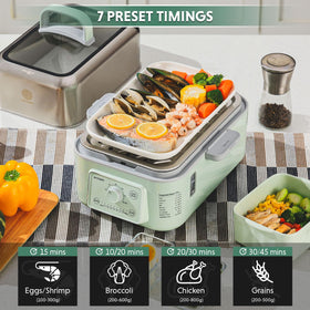 BUYDEEM G52 steamer 10L capacity suits family meals with a space saving footprint.