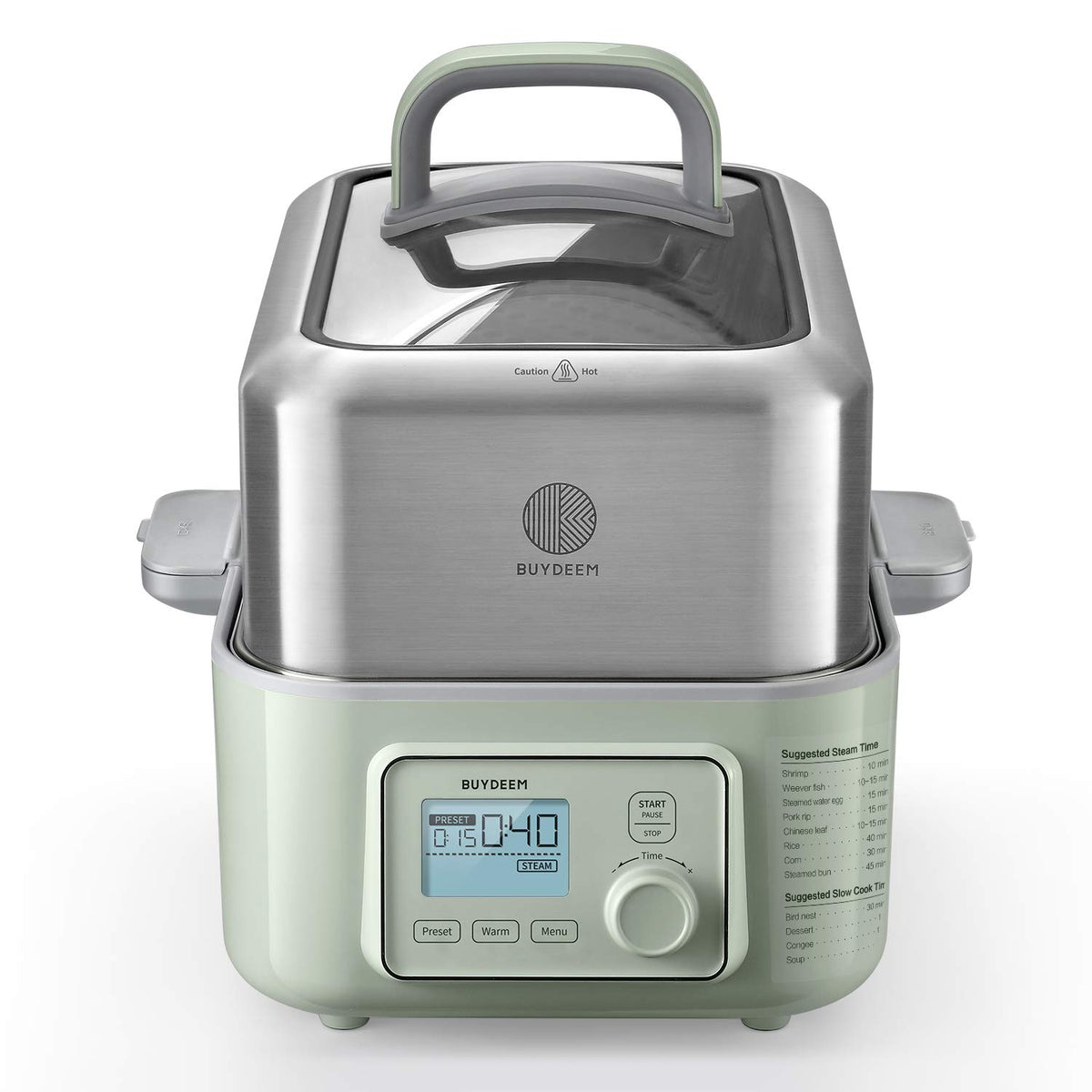 BUYDEEM G553 top view shows a compact steamer for healthy meals