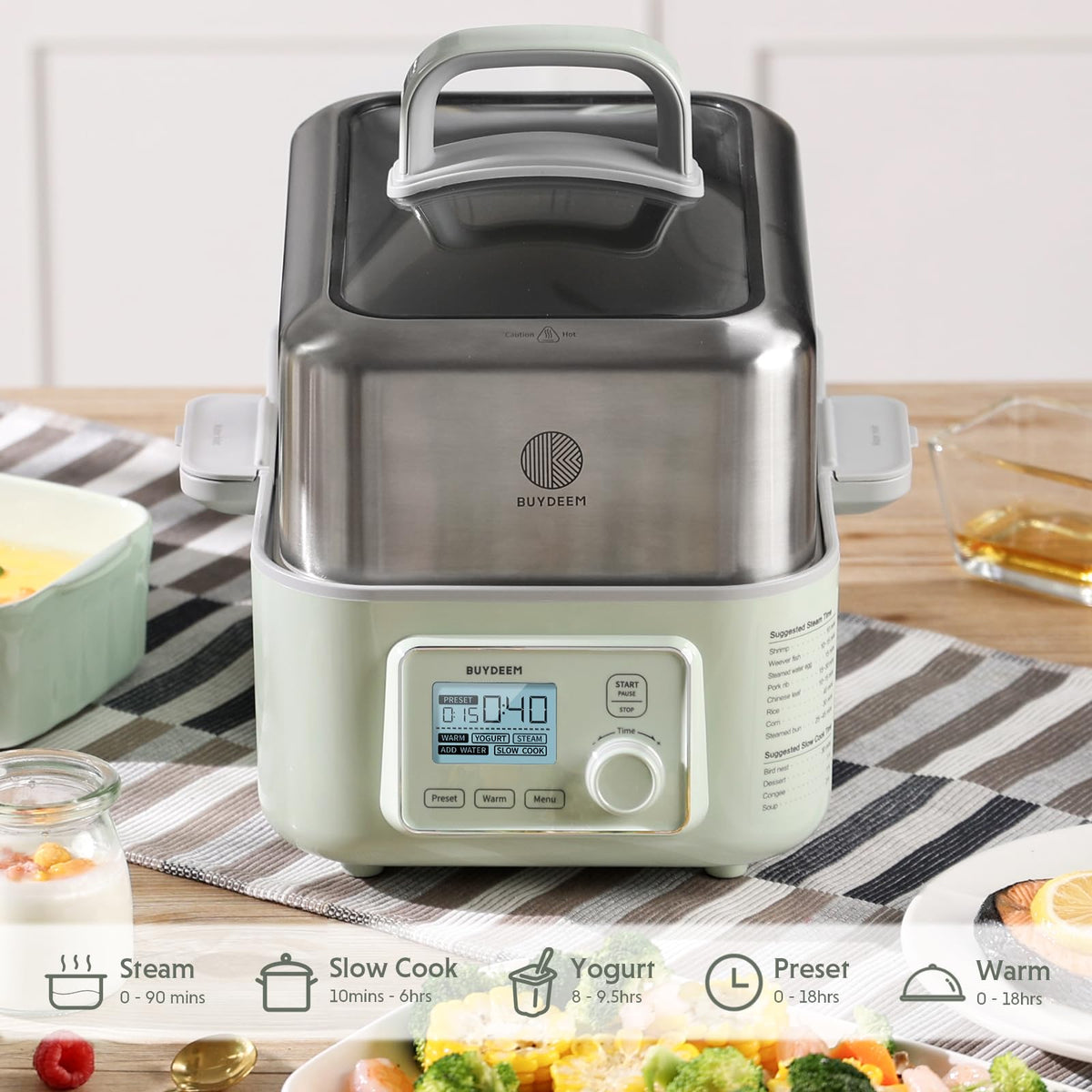 BUYDEEM G553 steaming vegetables to preserve nutrients and flavor
