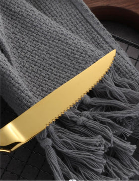 Buyer Star steak knife set dishwasher-safe feature highlighted for easy maintenance