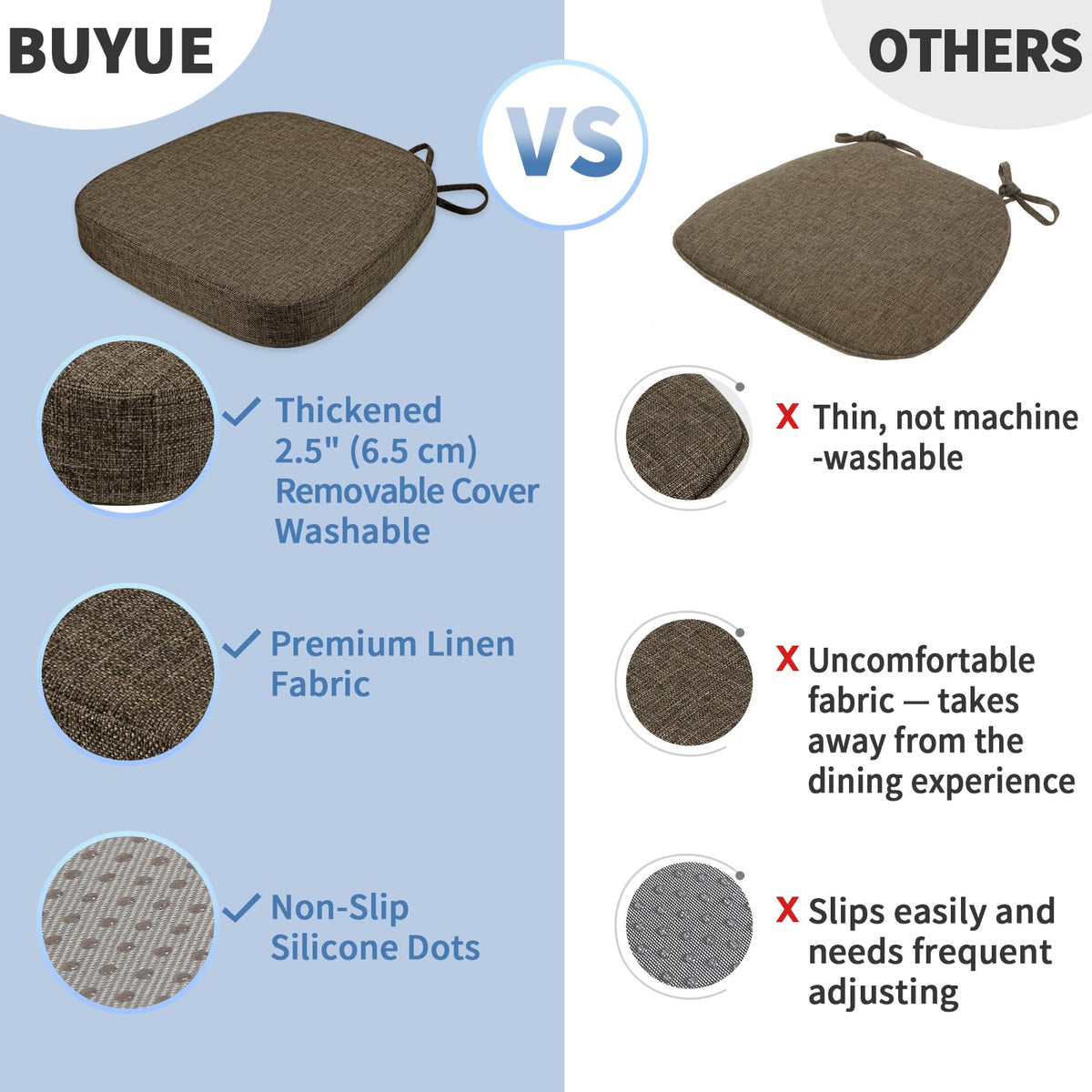 BUYUE brown fabric chair cushion ideal for home and cafe seating