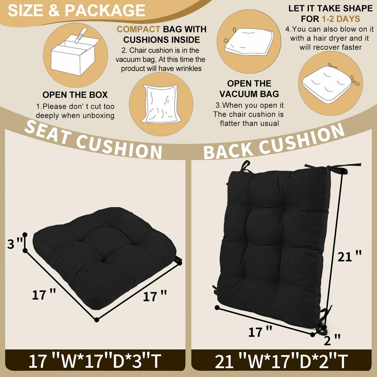 BUYUE back cushion with ties keeps the cushion securely in place