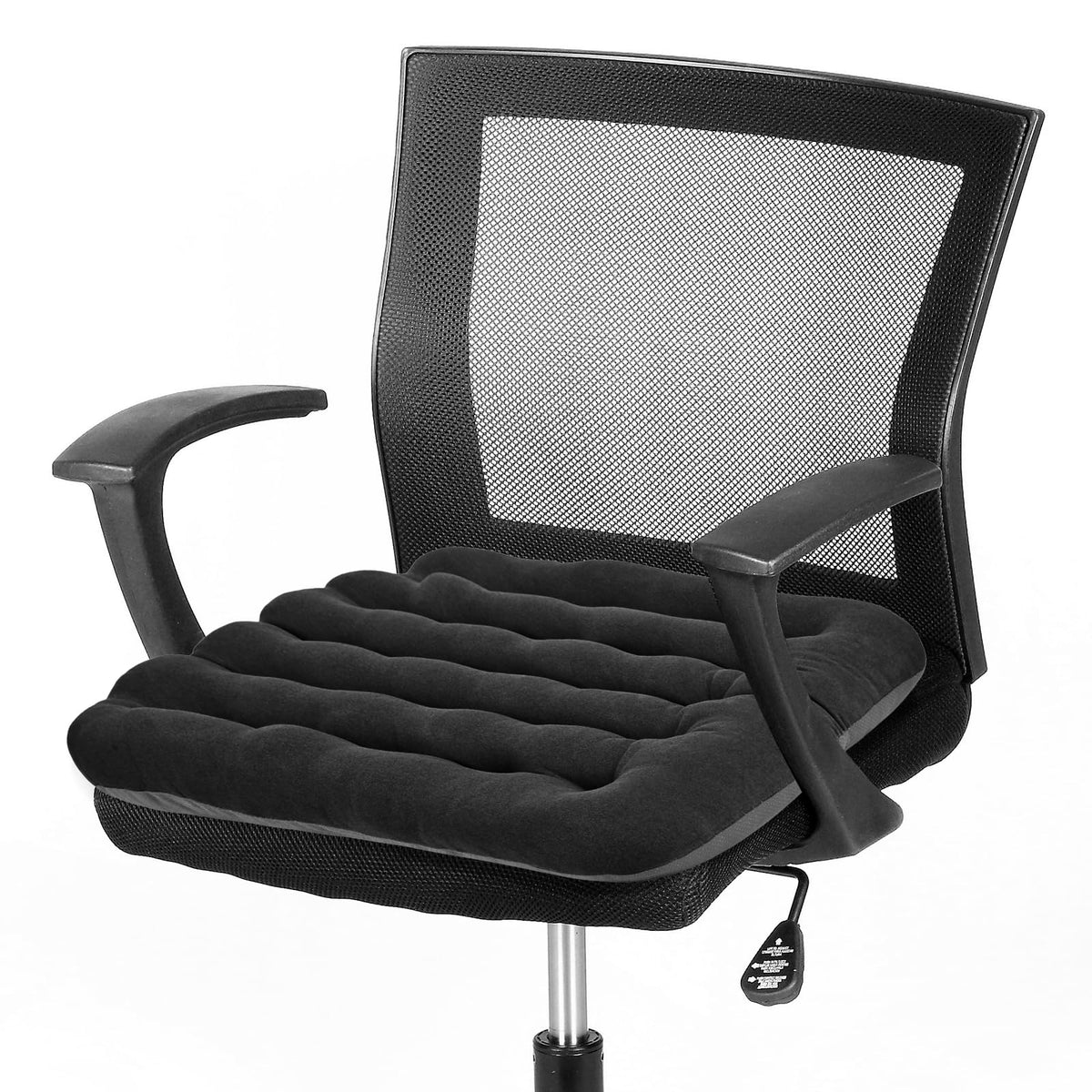 Buyue velvet office chair cushion in black, soft non-slip seat pad for comfortable desk seating.