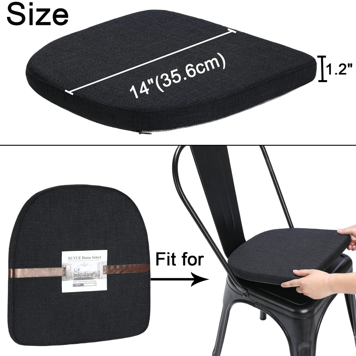 Close-up demonstrates 4-pack compact, stackable cushions for dining spaces
