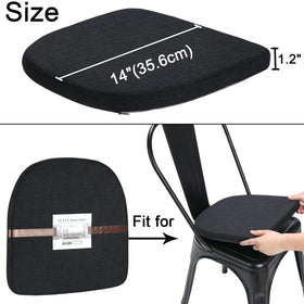 Close-up demonstrates 4-pack compact, stackable cushions for dining spaces