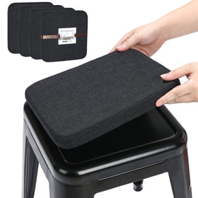 BUYUE natural linen magnetic bar stool cushions provide stable seating on metal chairs.